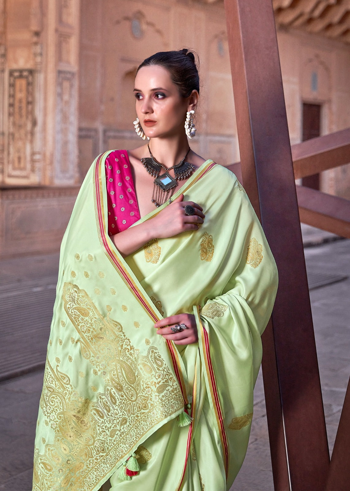 Amazing Satin Pastel Saree