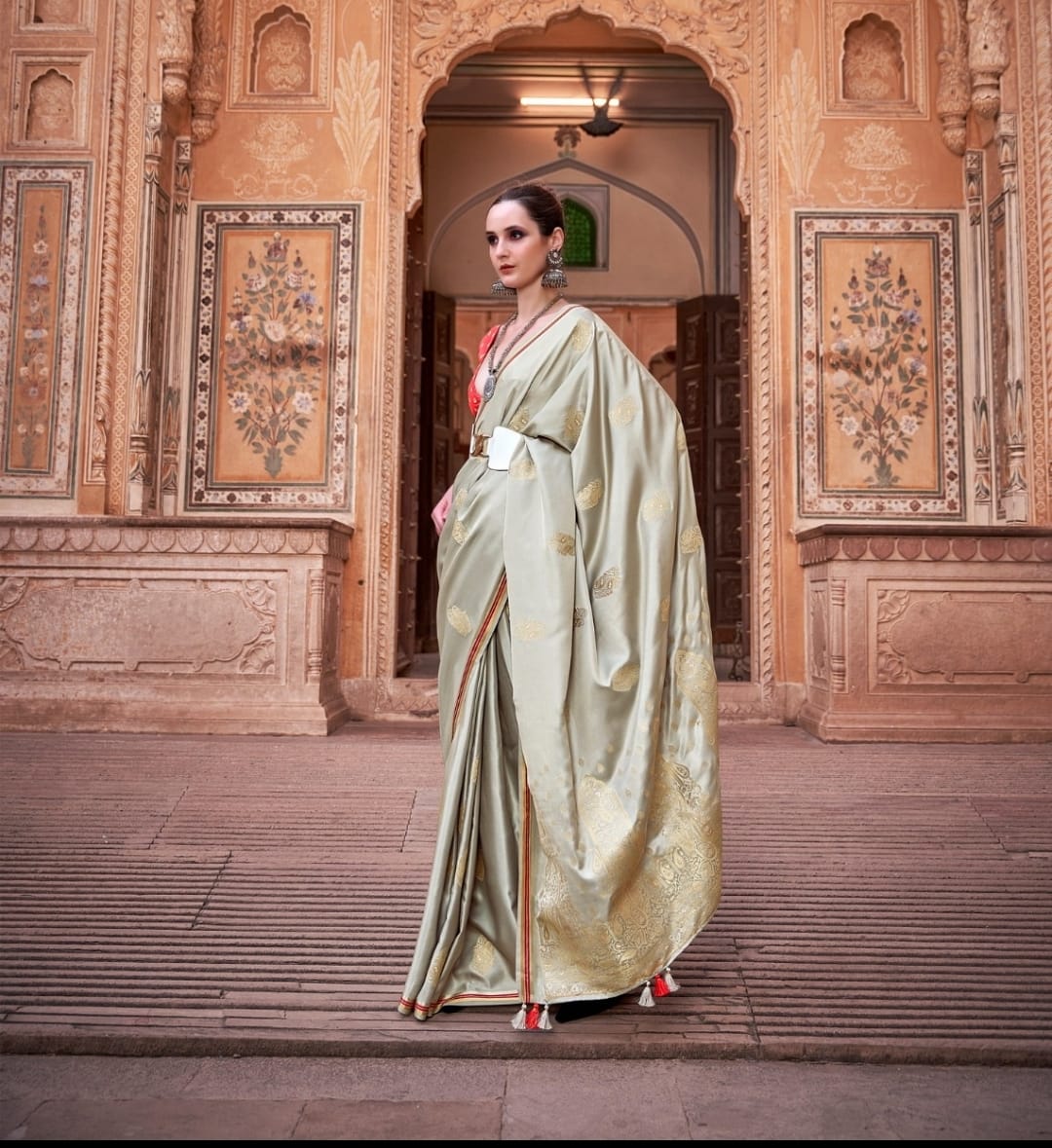 Amazing Satin Pastel Saree