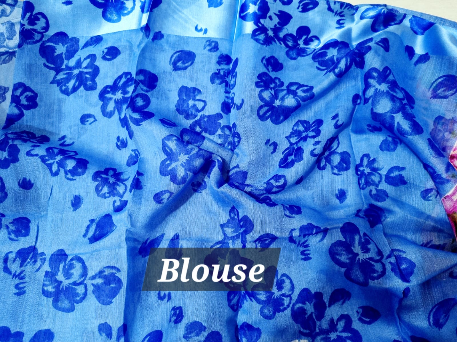 floral digital print linen cotton peach saree