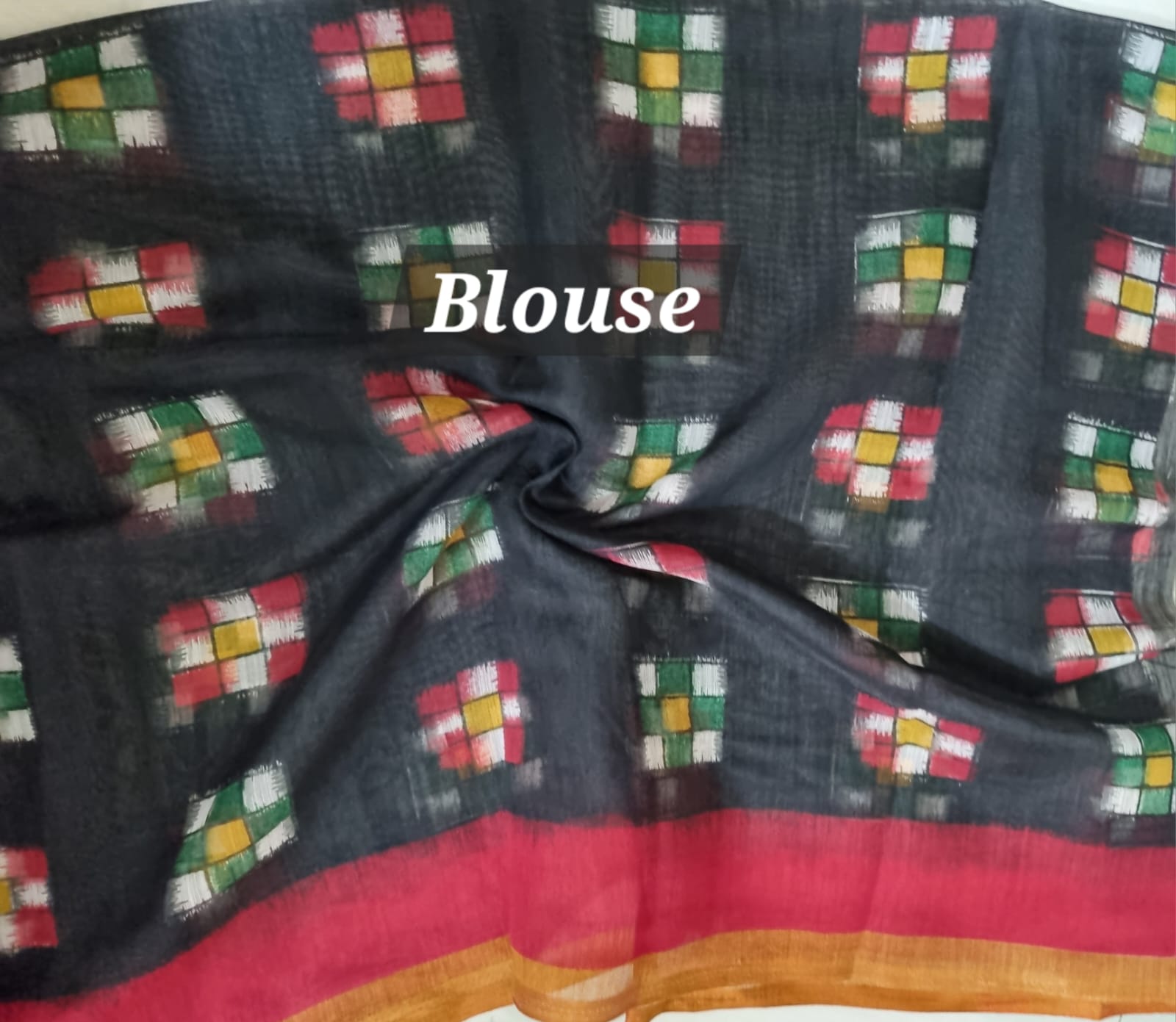 Soft cotton black Digital printed saree