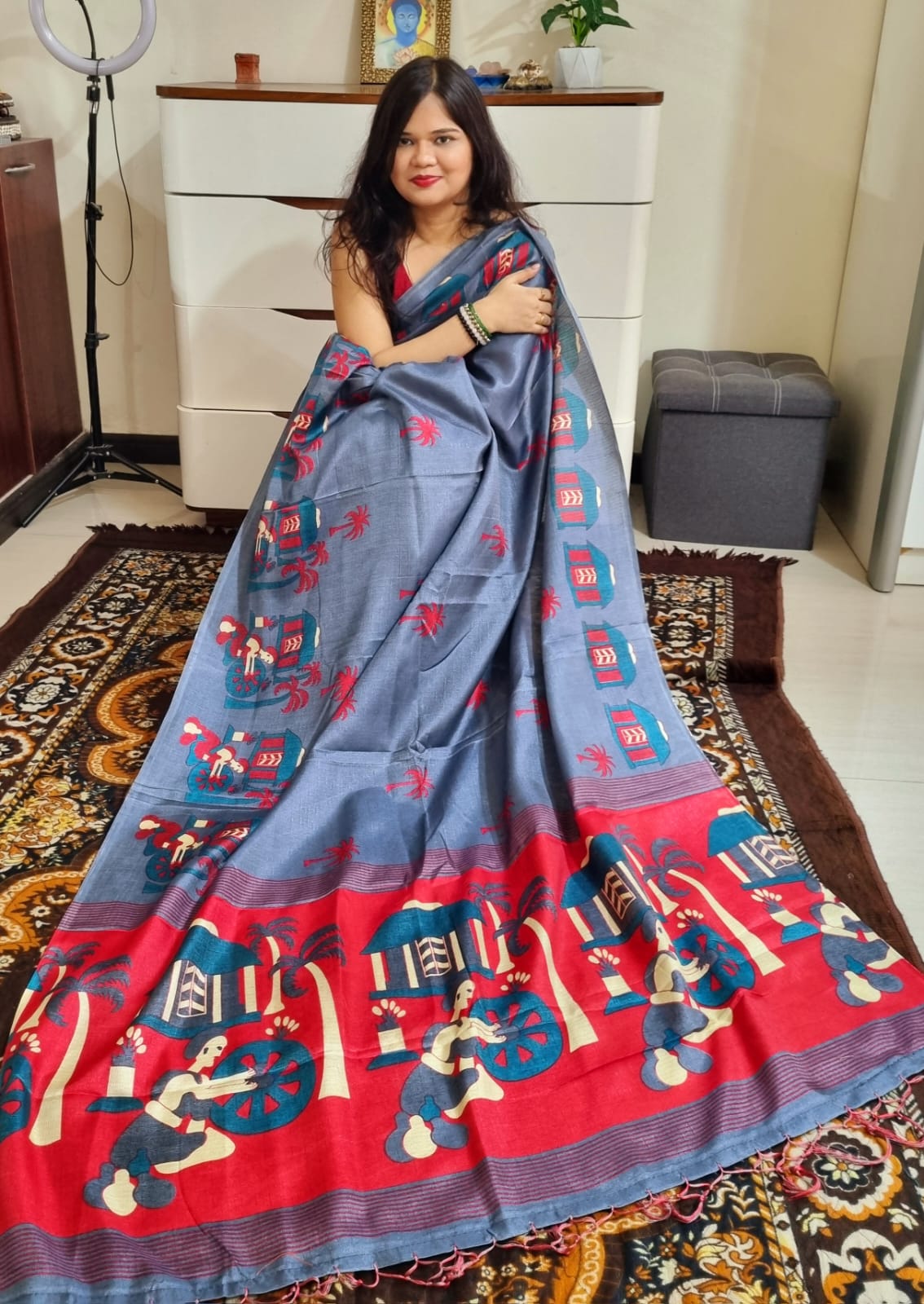 Khadi Silk grey saree