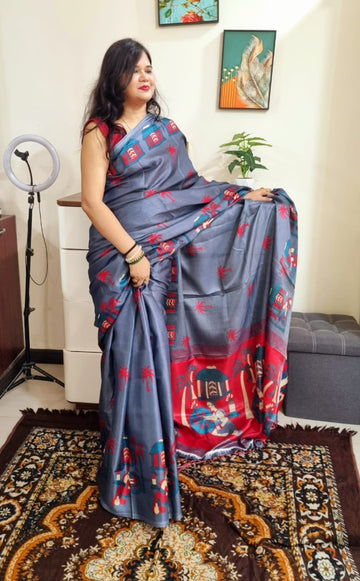 Khadi Silk grey saree