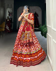 Tussar Silk Patola Print With Foil Work lehenga