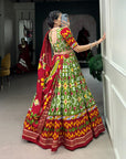 Tussar Silk Patola Print With Foil Work lehenga