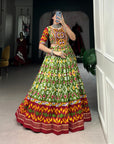 Tussar Silk Patola Print With Foil Work lehenga