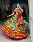 Tussar Silk Patola Print With Foil Work lehenga