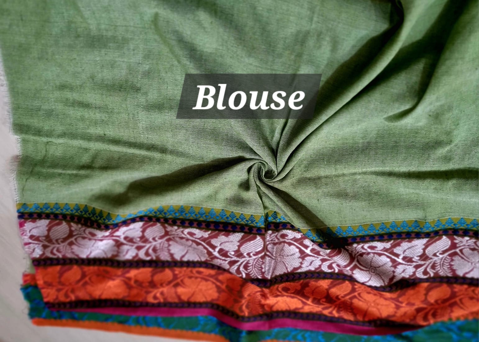 Rainbow border Soft cotton khadi saree