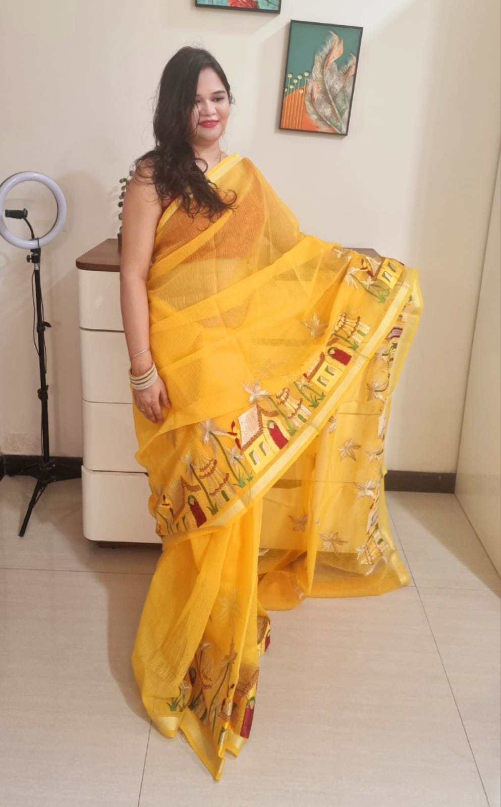 kota doria embroidery saree