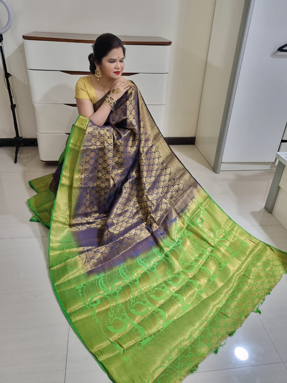 South  silk golden zari  weaving saree