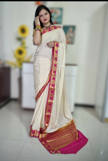 Mysore silk saree -  White