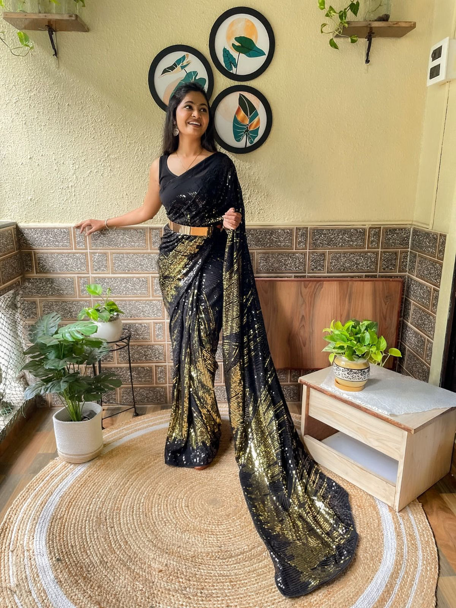 Ready to wear  sequins work saree