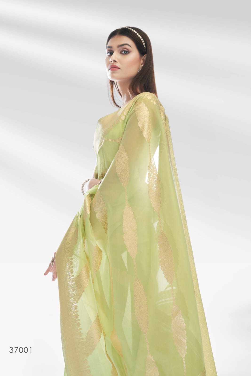 ऑर्गेन्जा सिल्क डिजाइनर साड़ी