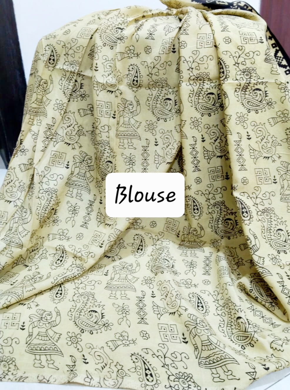 Kalamkari silk olive green (Machilipatnam) pedana work saree