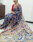 Kalamkari silk Blue and multicolor (Machilipatnam) pedana work saree