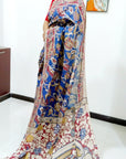 Kalamkari silk Blue and multicolor (Machilipatnam) pedana work saree