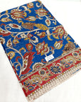 Kalamkari silk Blue and multicolor (Machilipatnam) pedana work saree