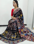 Kalamkari silk black (Machilipatnam) pedana work saree