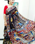 Kalamkari silk black (Machilipatnam) pedana work saree