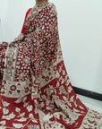 Kalamkari silk maroon (Machilipatnam) pedana work saree