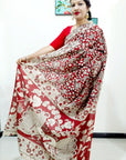 Kalamkari silk maroon (Machilipatnam) pedana work saree