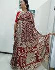 Kalamkari silk maroon (Machilipatnam) pedana work saree