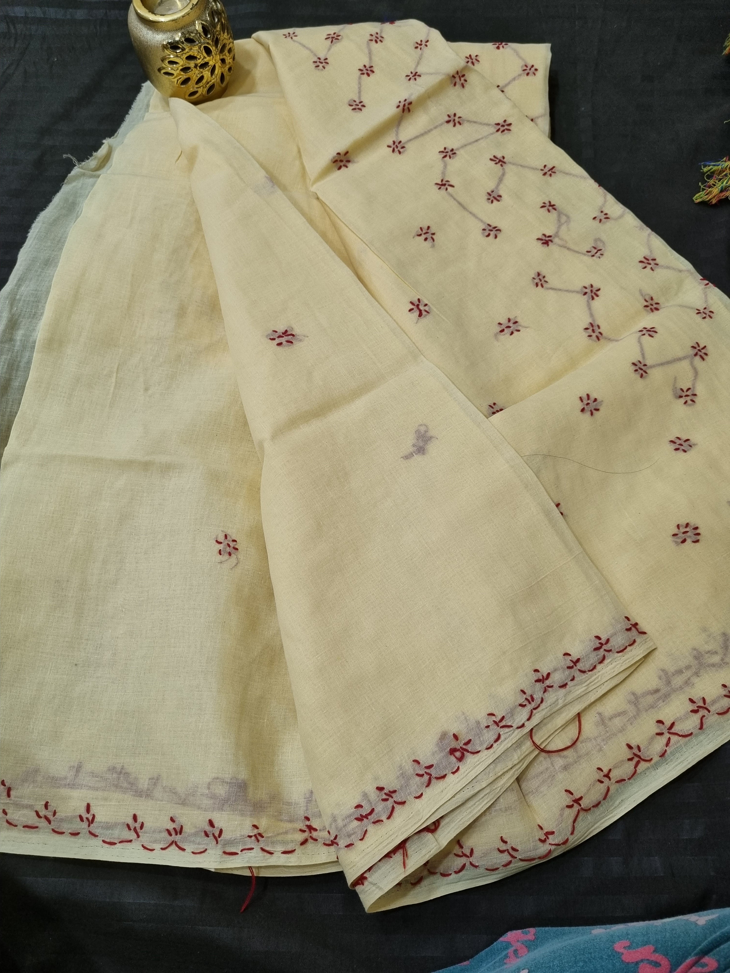 COTTON CHIKANKARI SAREE