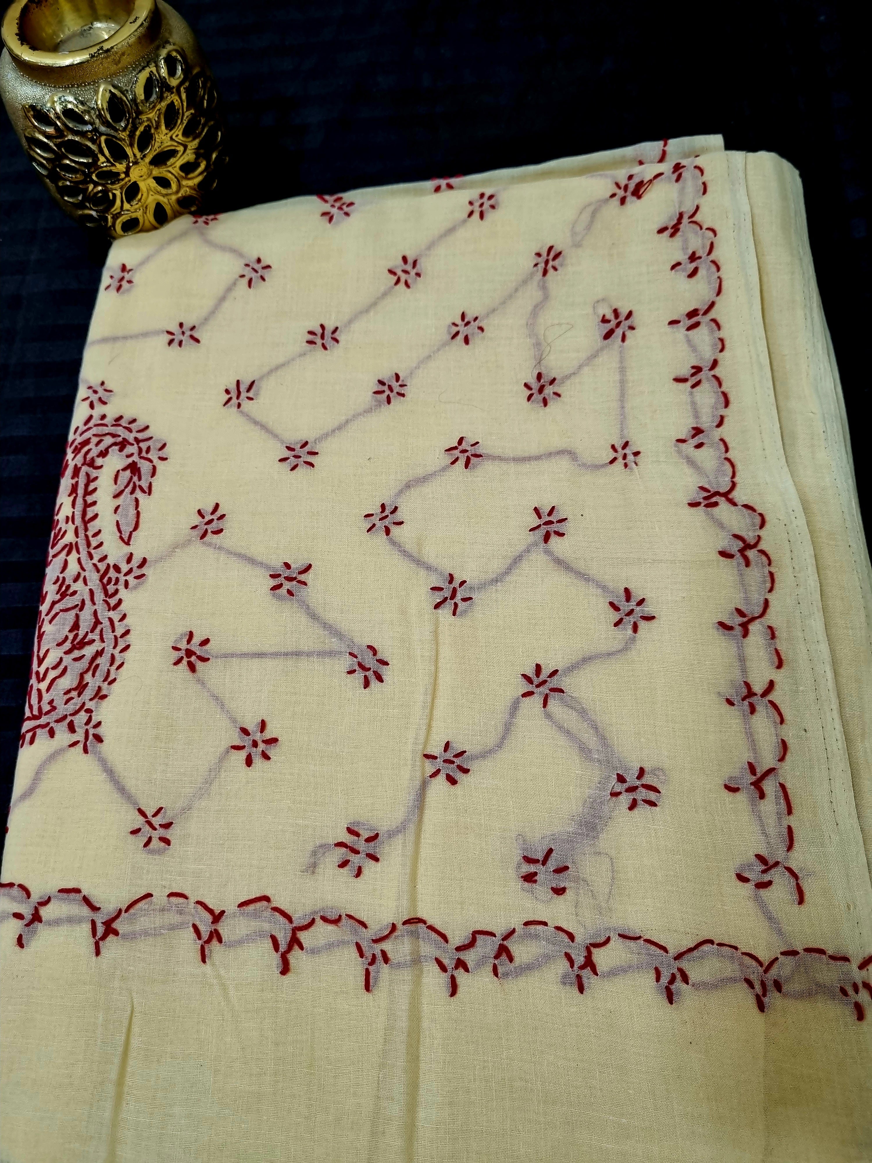 COTTON CHIKANKARI SAREE