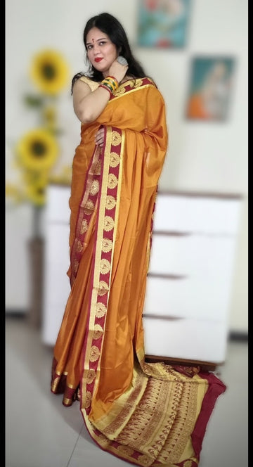 Mysore silk saree - Mustard