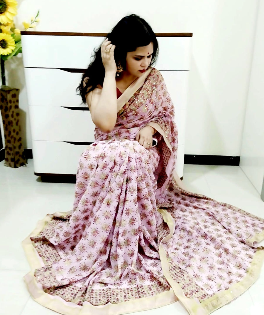 Multicolor resham thread work Pink color Phulakri