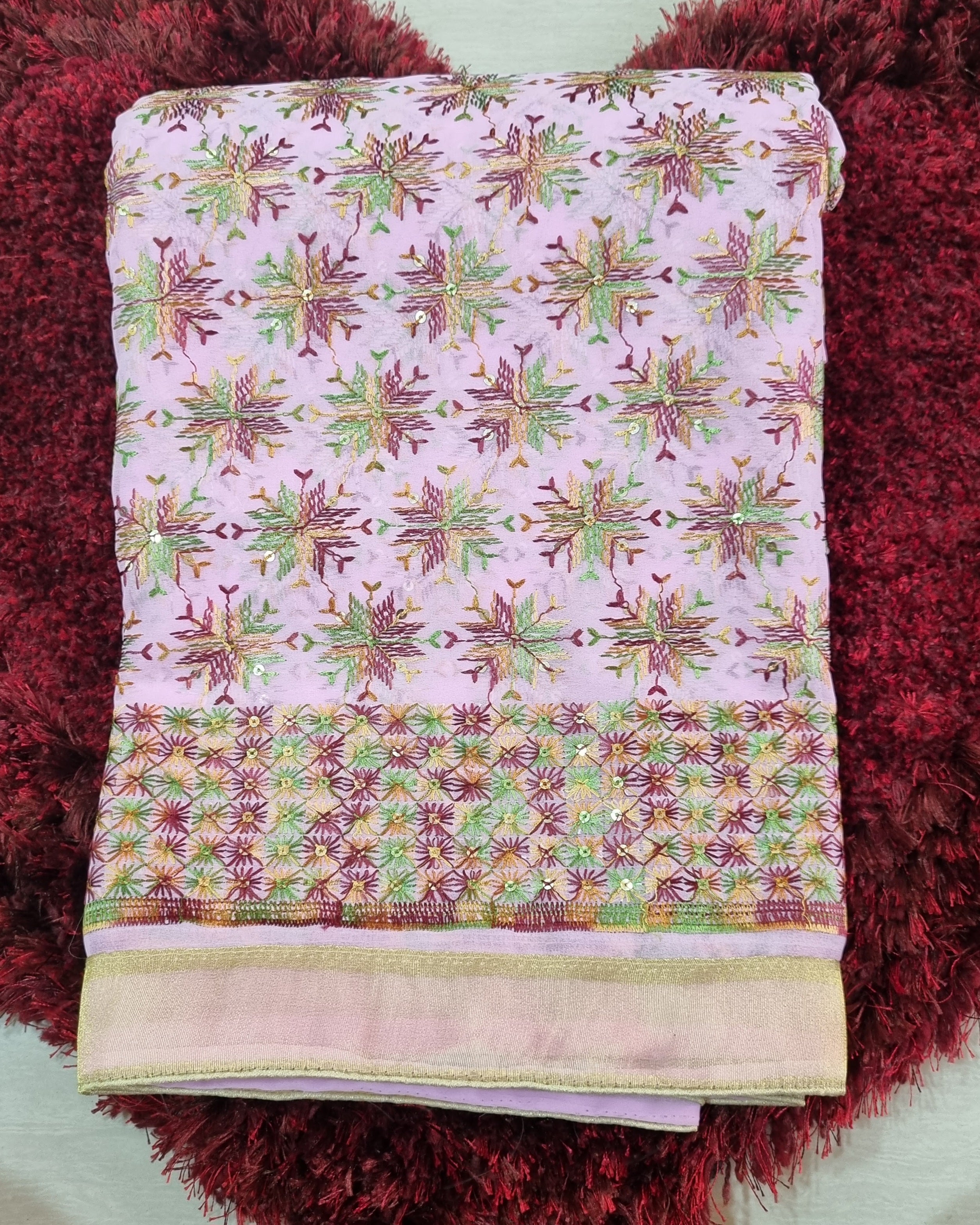 Multicolor resham thread work Pink color Phulakri