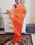 Nazmeen chiffon foil work saree