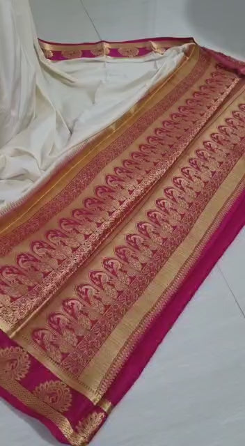 Mysore silk saree -  White
