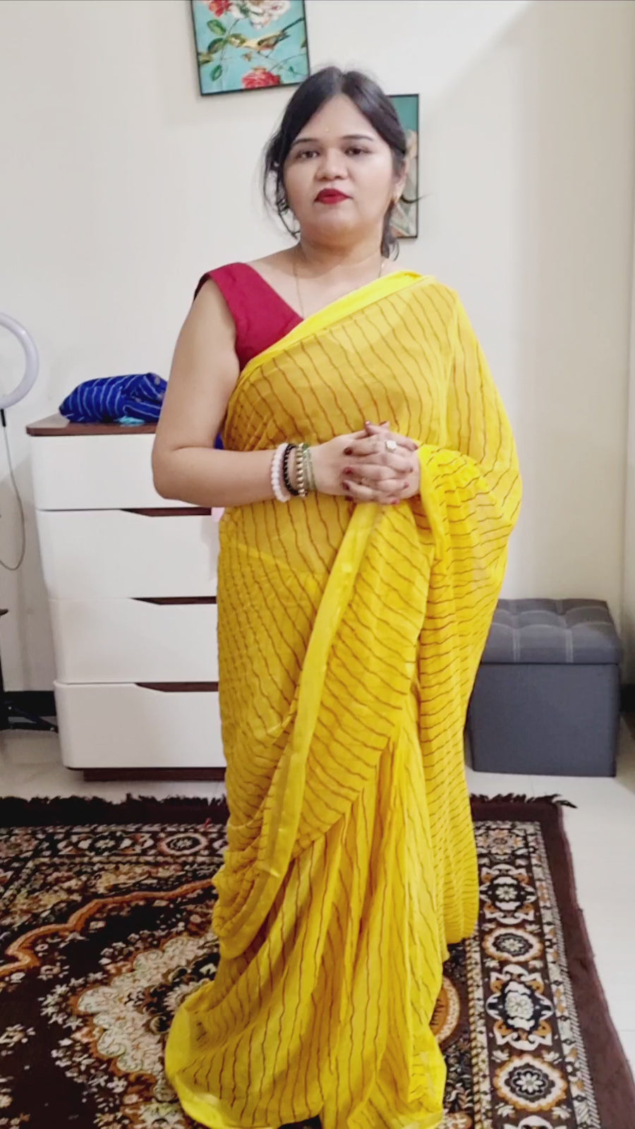 Semi chiffon lehariya saree