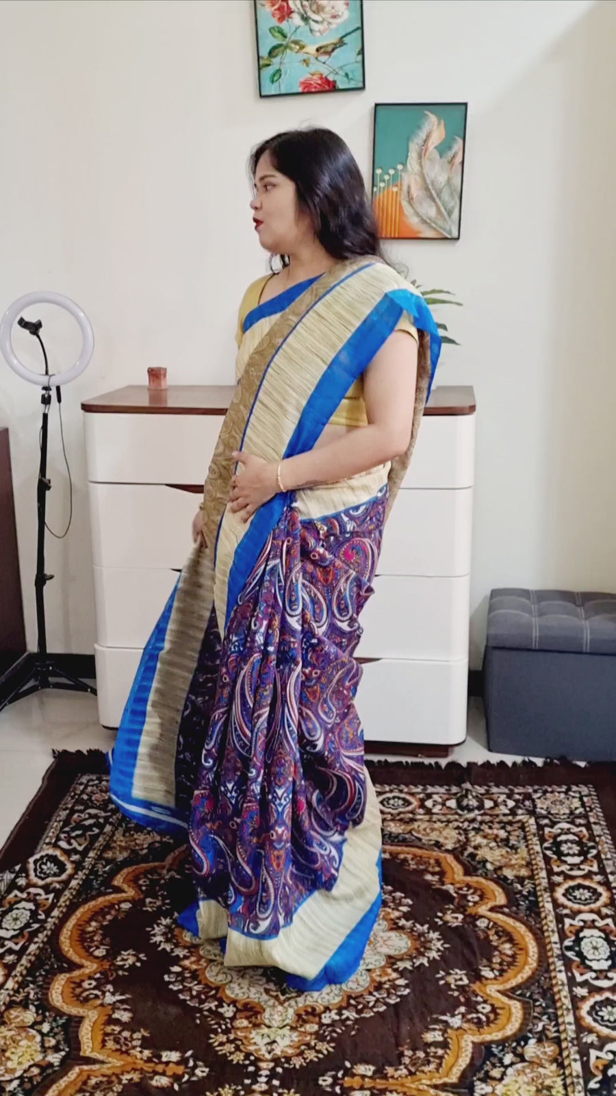 Kashmiri Print khadi silk saree