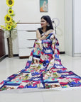 Digitally Printed Multicolor Saree