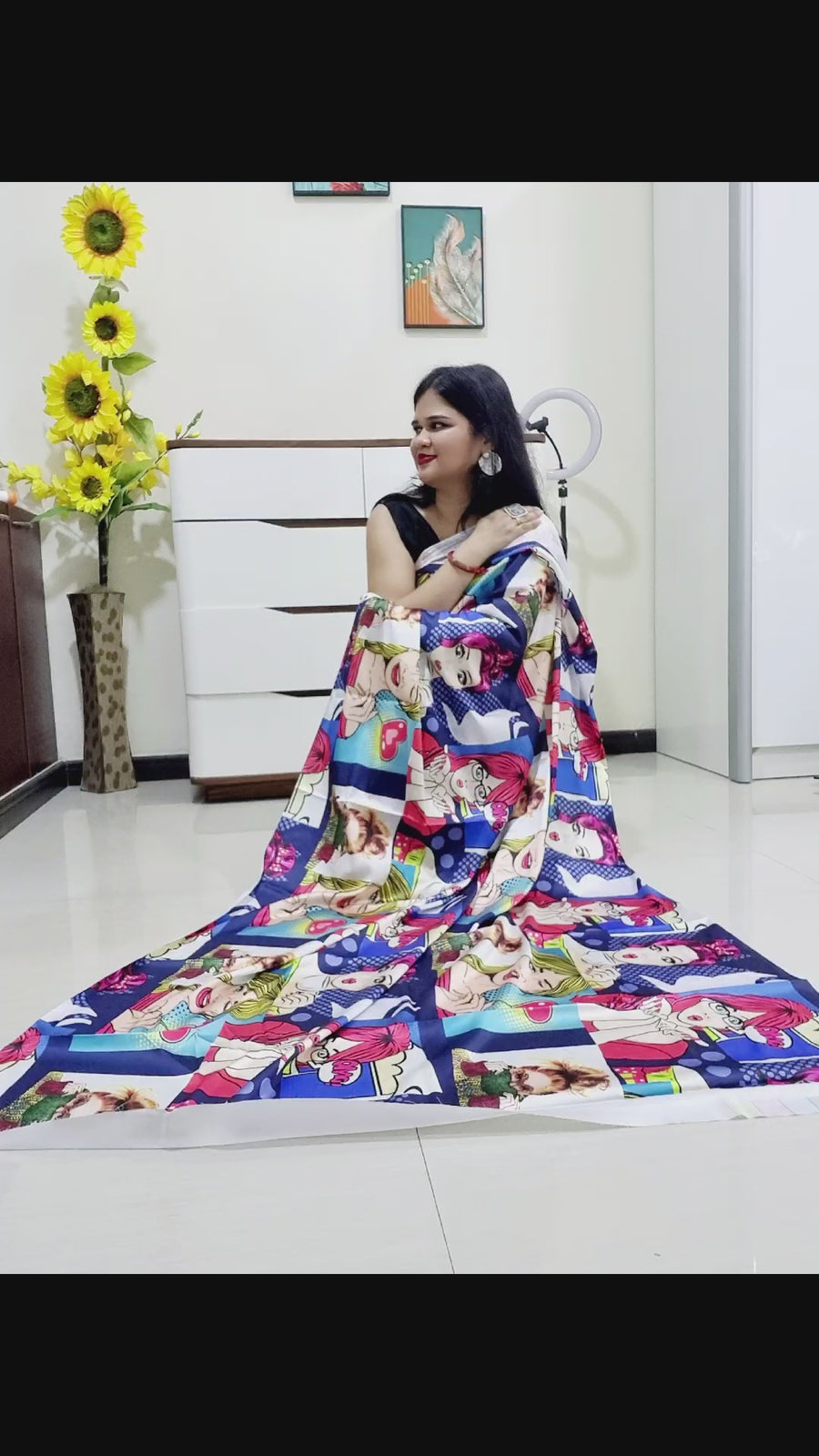 Digitally Printed Multicolor Saree