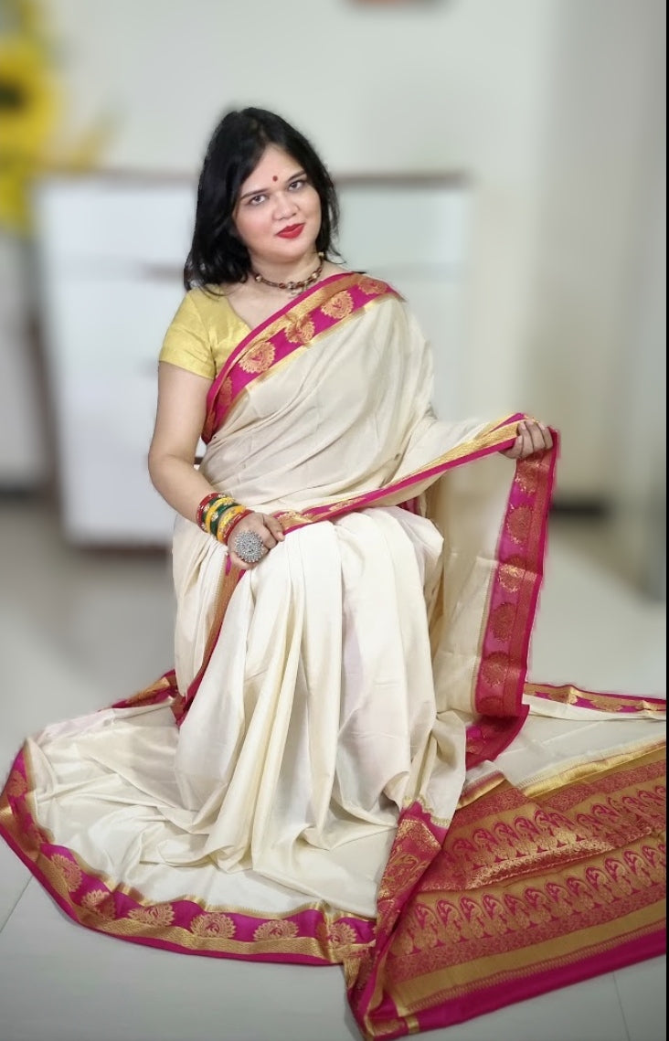 Mysore silk saree -  White