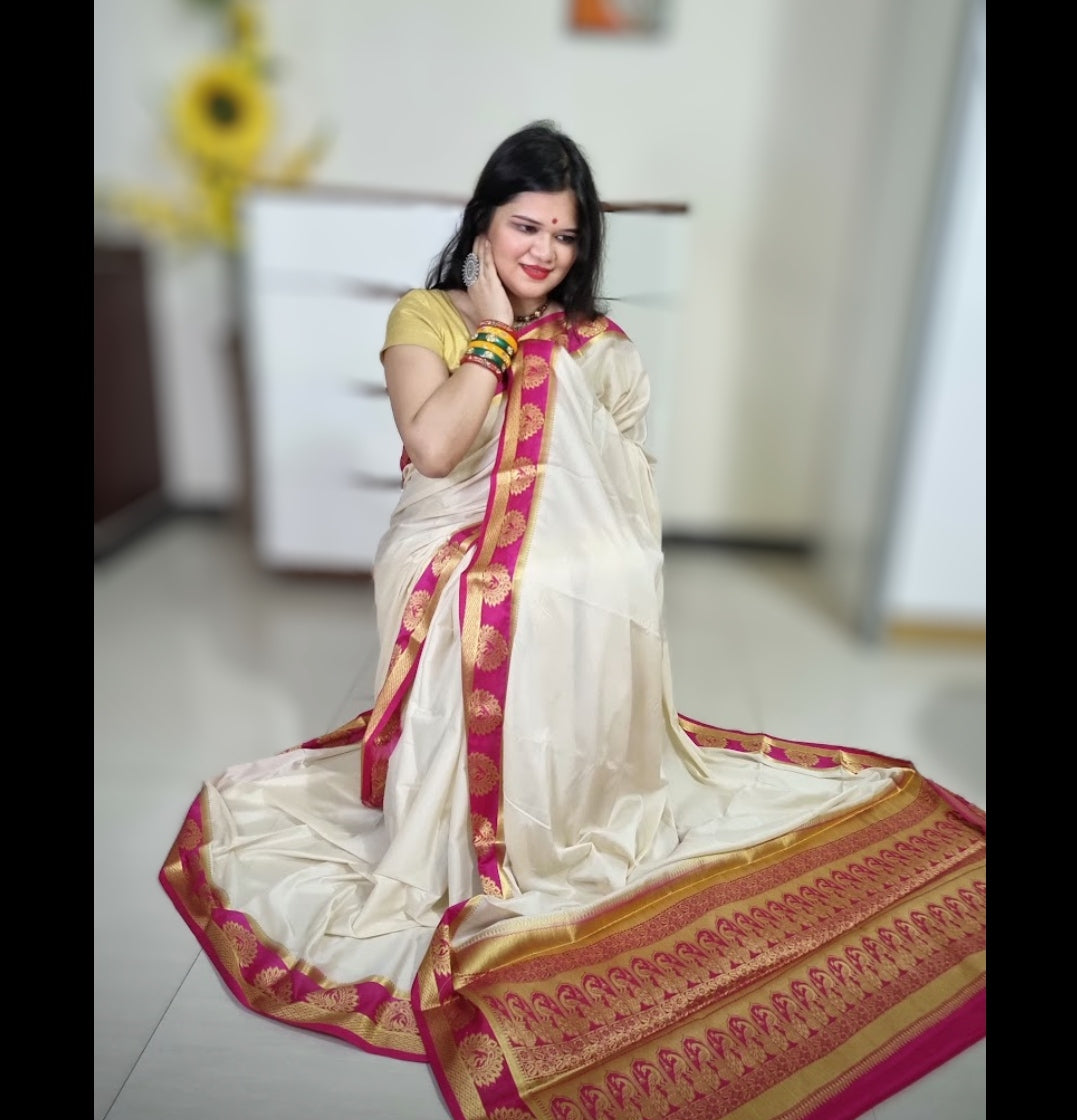 Mysore silk saree -  White